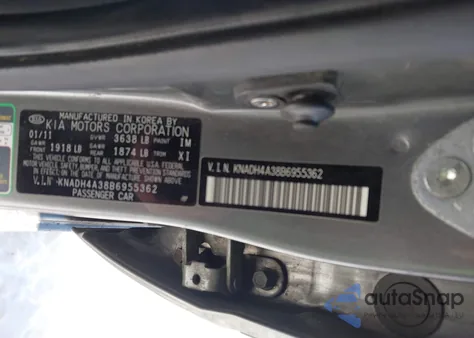 2011 Kia Rio Lx из США, поврежденный, VIN KNADH4A38B6955362